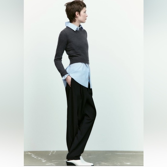 ZARA WOOL AND ALPACA BLEND FINE KNIT SWEATER DARK GREY SZ M - Picture 3 of 12